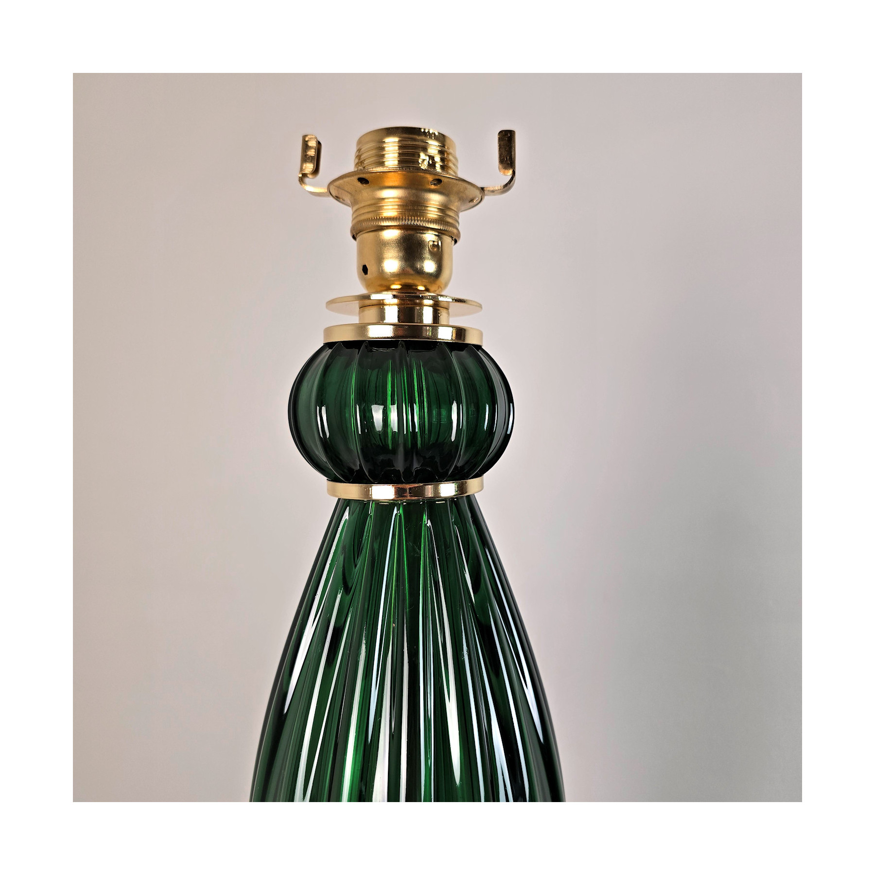 Pair of green, mid century modern, Murano glass floor lamps