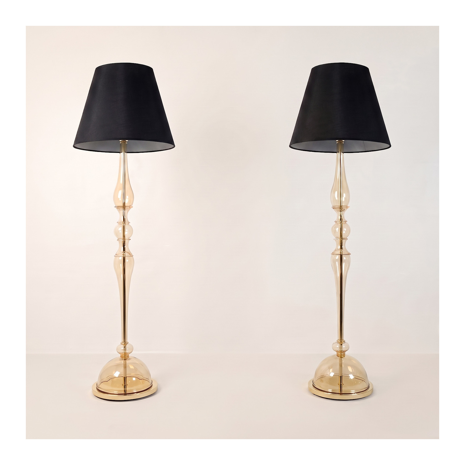 Pair of Murano glass mid century modern floor lamps, Italy