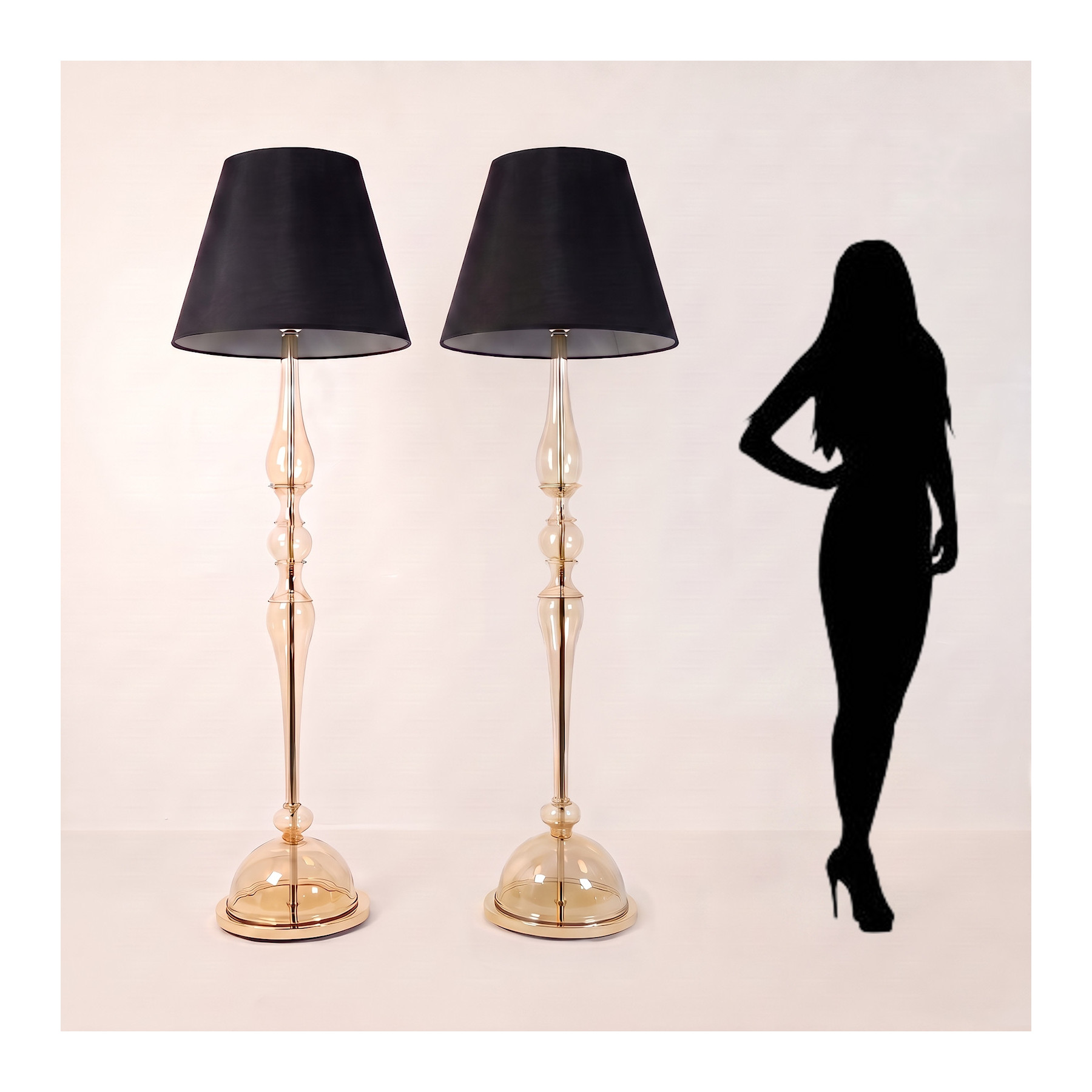 Pair of Murano glass mid century modern floor lamps, Italy