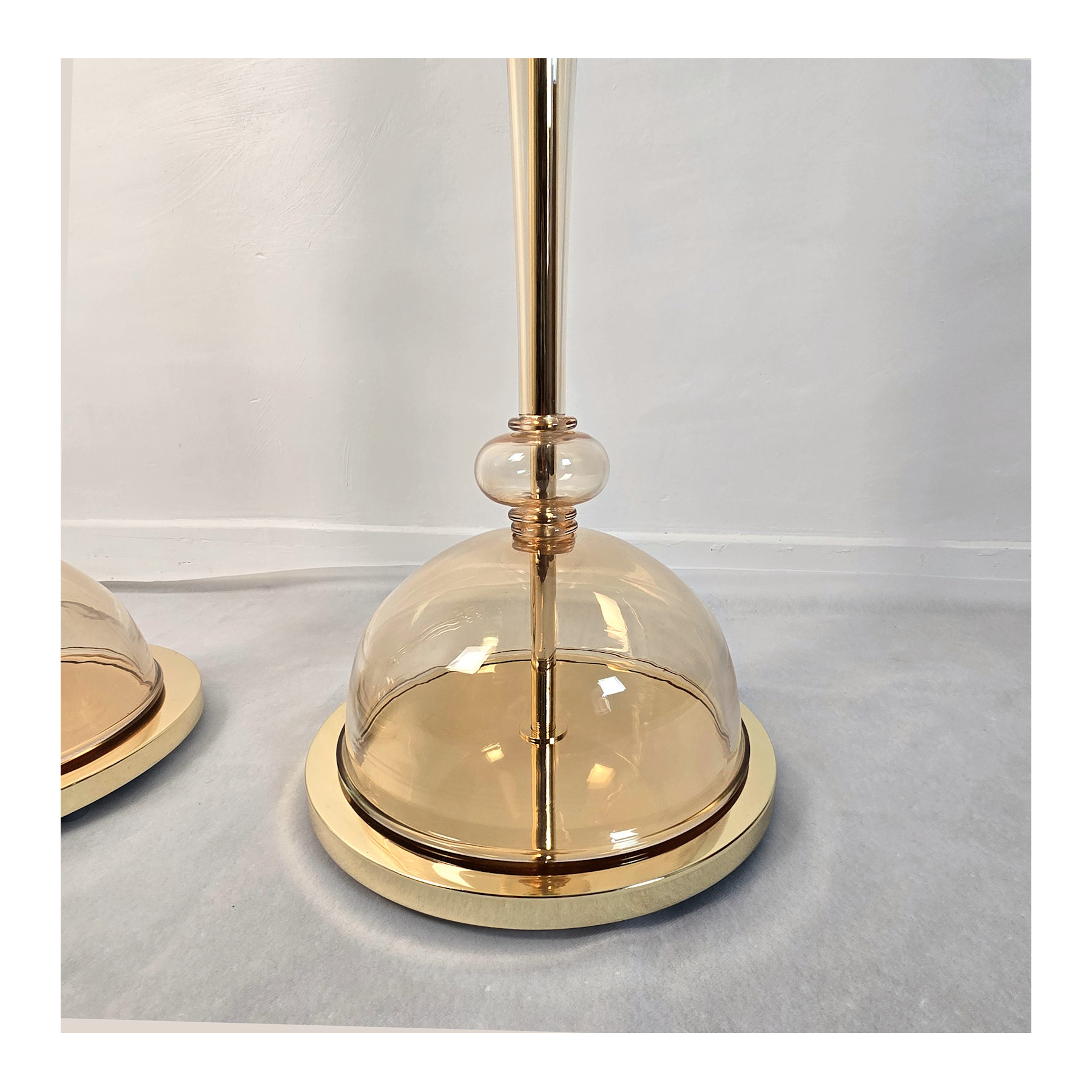Pair of Murano glass mid century modern floor lamps, Italy